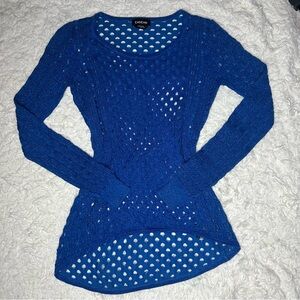 Bebe Royal Blue Open-Knit Top